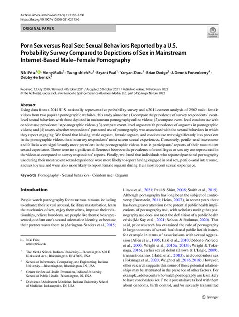 sexporn young|Porn Sex versus Real Sex: Sexual Behaviors Reported by a U.S .